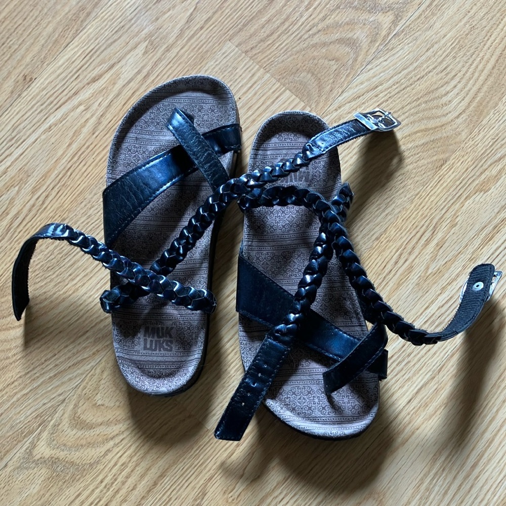 Muk Luks Black Sandals Comfortable Everyday Wear